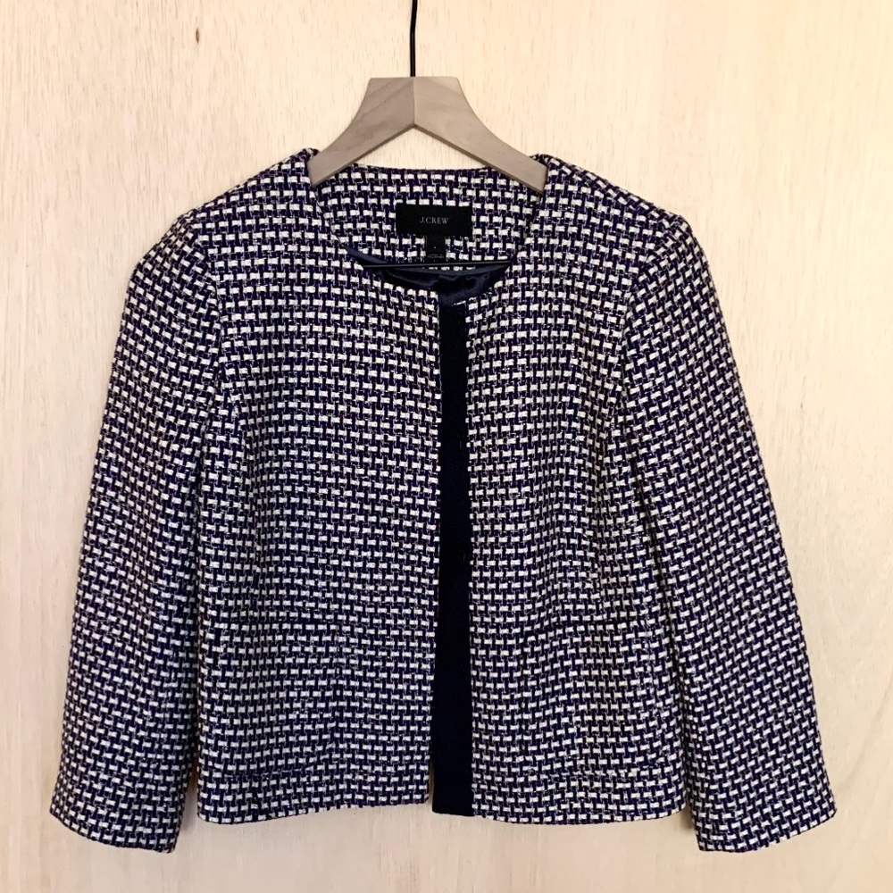 J.Crew Tweed Dark Purple Blazer Jacket Size 4